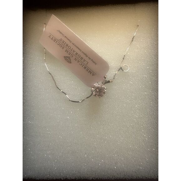 14K Solid White Gold 0.75 Ct AGS Certified Solitaire Diamond Pendant Necklace 18 - Picture 3 of 11